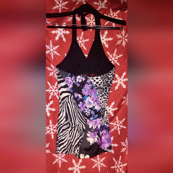 RARE Find, dots. Multi-Print Halter Tank Top - Picture 2 of 4